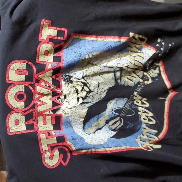 Rod Stewart Forever Young Band Tee Rock n Roll Black Size Large VGUC Y2K - Picture 2 of 3